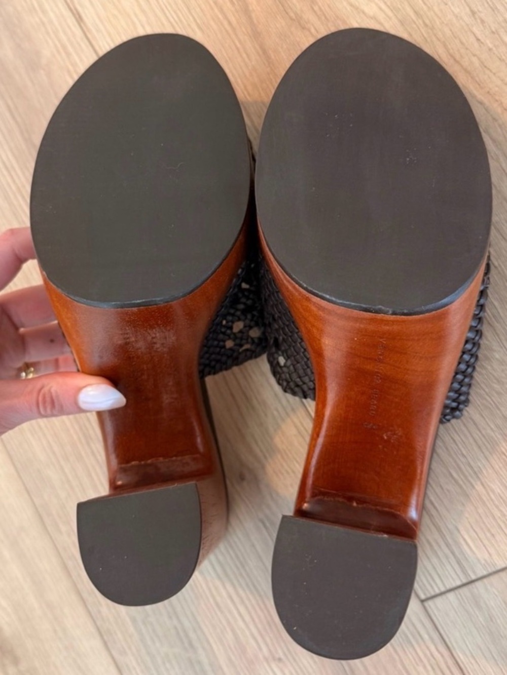 NWOT Veronica Beard Guadalupe Platform Heel Leather Sandals in Espresso | US 8.5 - Picture 5 of 9